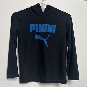 PUMA Kids Hoodie in Black with Blue Logo, size 7/8 or M